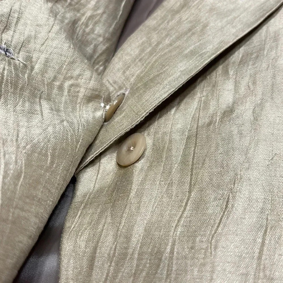 PAZ TORRAS LINEN CROPPED PEPLUM SHIMMERY GOLD COLOR BLAZER  made in Milan? - Picture 17 of 17